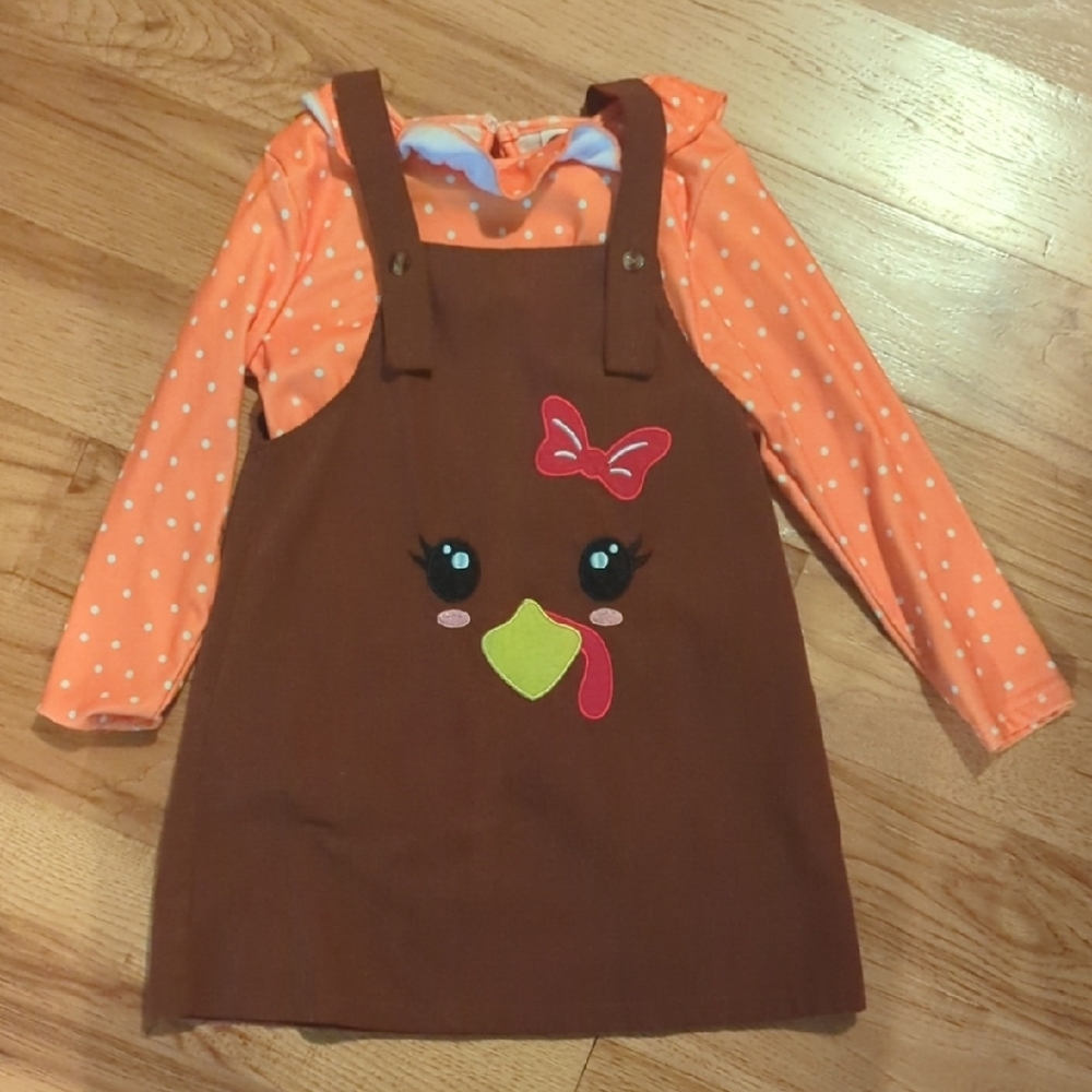 Brown and Orange Kids Casual Dress